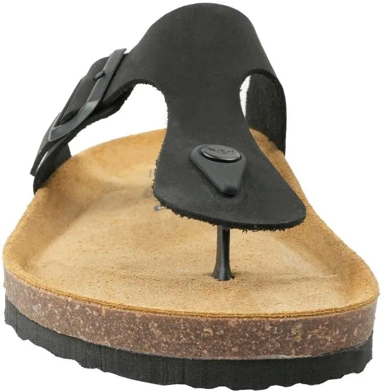 100% Genuine Leather Men's Sandals - Comfortable Cushioned Smart Foam Footbed, Slip-On Slides for Casual Summer Wear, Adjustable Fit, Durable Non-Slip Sole
