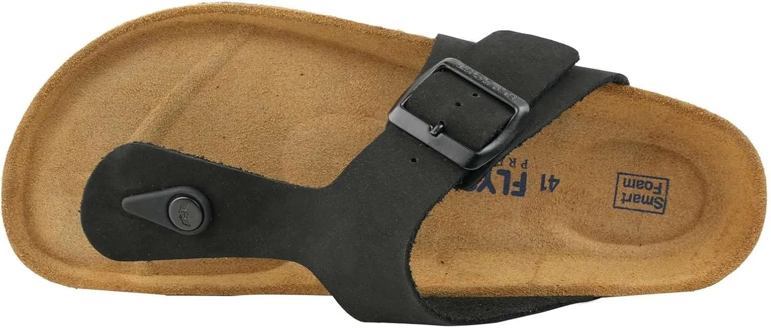 100% Genuine Leather Men's Sandals - Comfortable Cushioned Smart Foam Footbed, Slip-On Slides for Casual Summer Wear, Adjustable Fit, Durable Non-Slip Sole