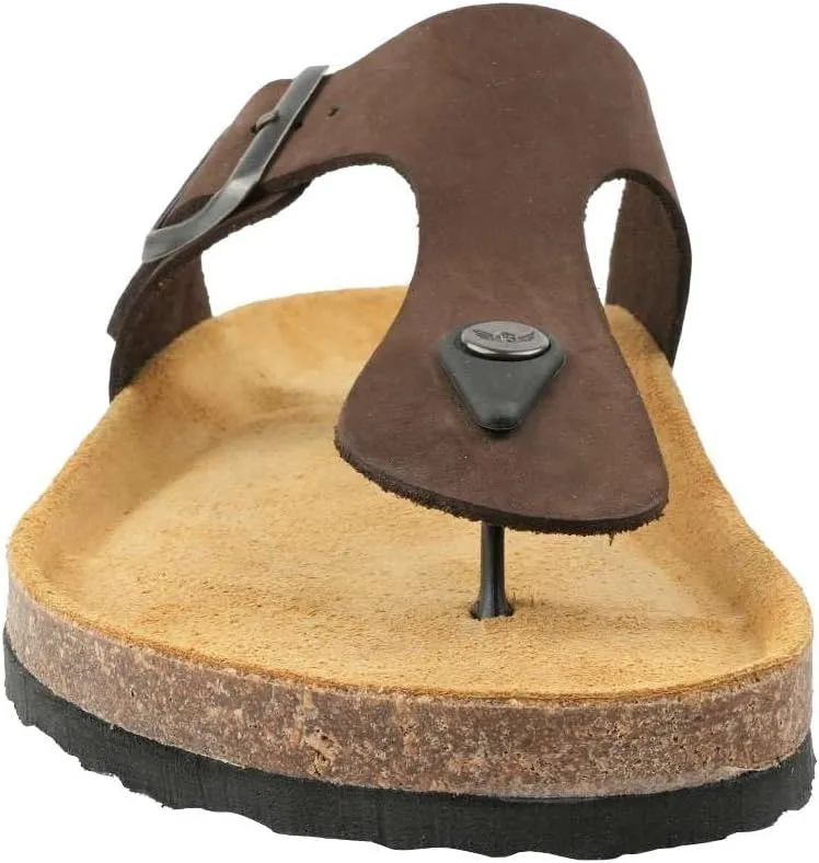 100% Genuine Leather Men's Sandals - Comfortable Cushioned Smart Foam Footbed, Slip-On Slides for Casual Summer Wear, Adjustable Fit, Durable Non-Slip Sole