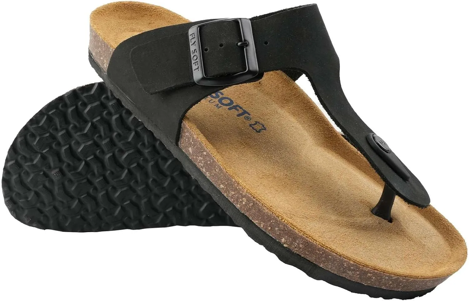 100% Genuine Leather Men's Sandals - Comfortable Cushioned Smart Foam Footbed, Slip-On Slides for Casual Summer Wear, Adjustable Fit, Durable Non-Slip Sole