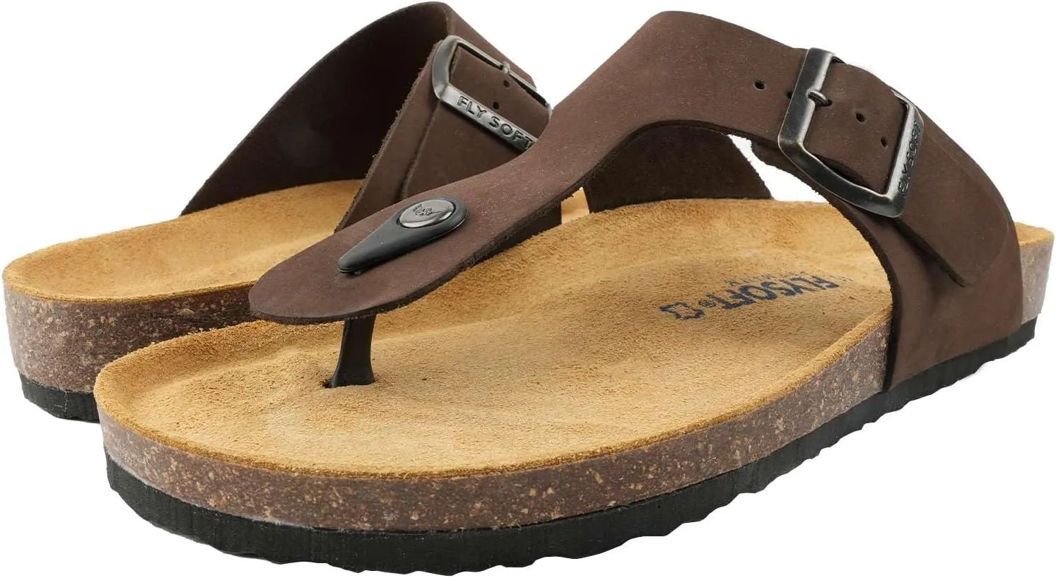 100% Genuine Leather Men's Sandals - Comfortable Cushioned Smart Foam Footbed, Slip-On Slides for Casual Summer Wear, Adjustable Fit, Durable Non-Slip Sole