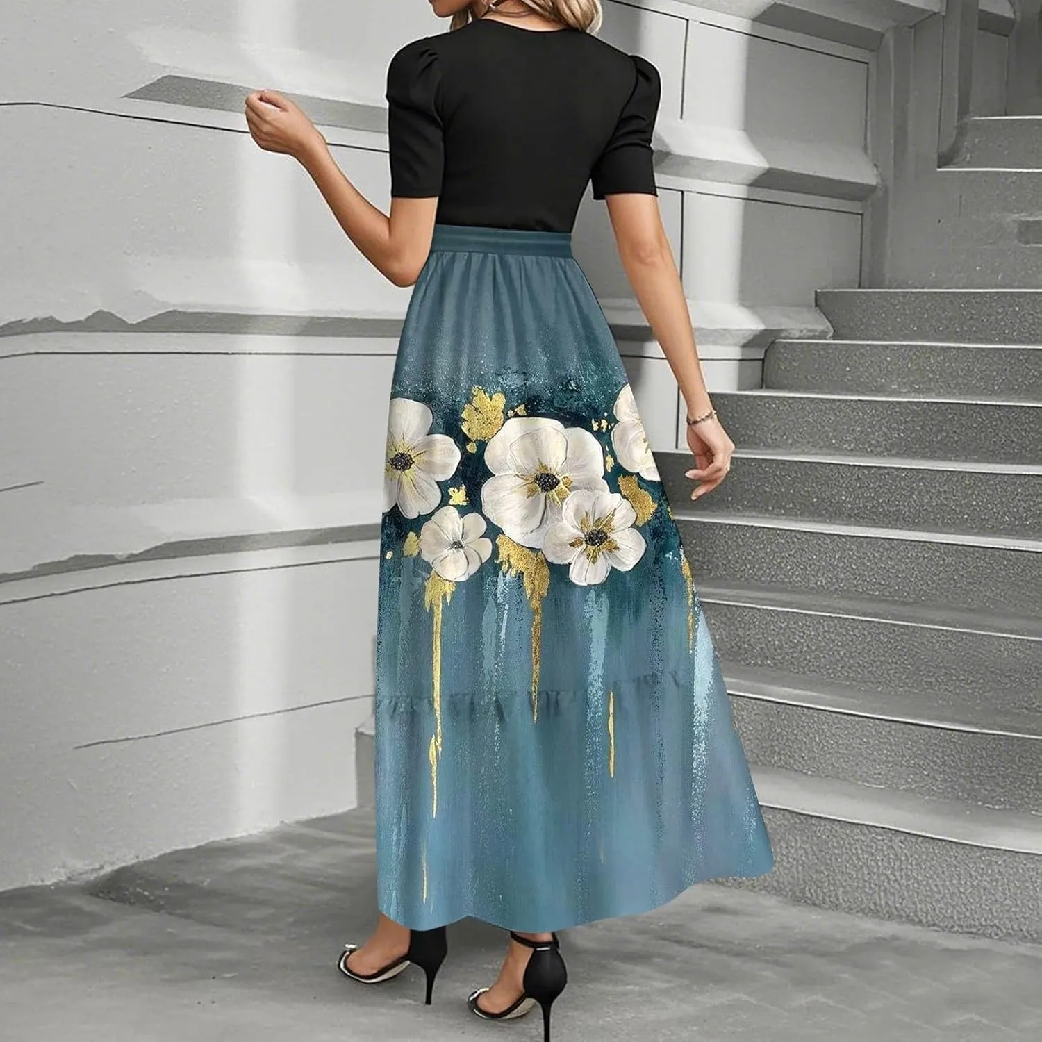 A Line Dresses for Women 2025 Elegant Classy Empire Waist Short Sleeve Wedding Guest Dress Summer Work Wrap Sundress