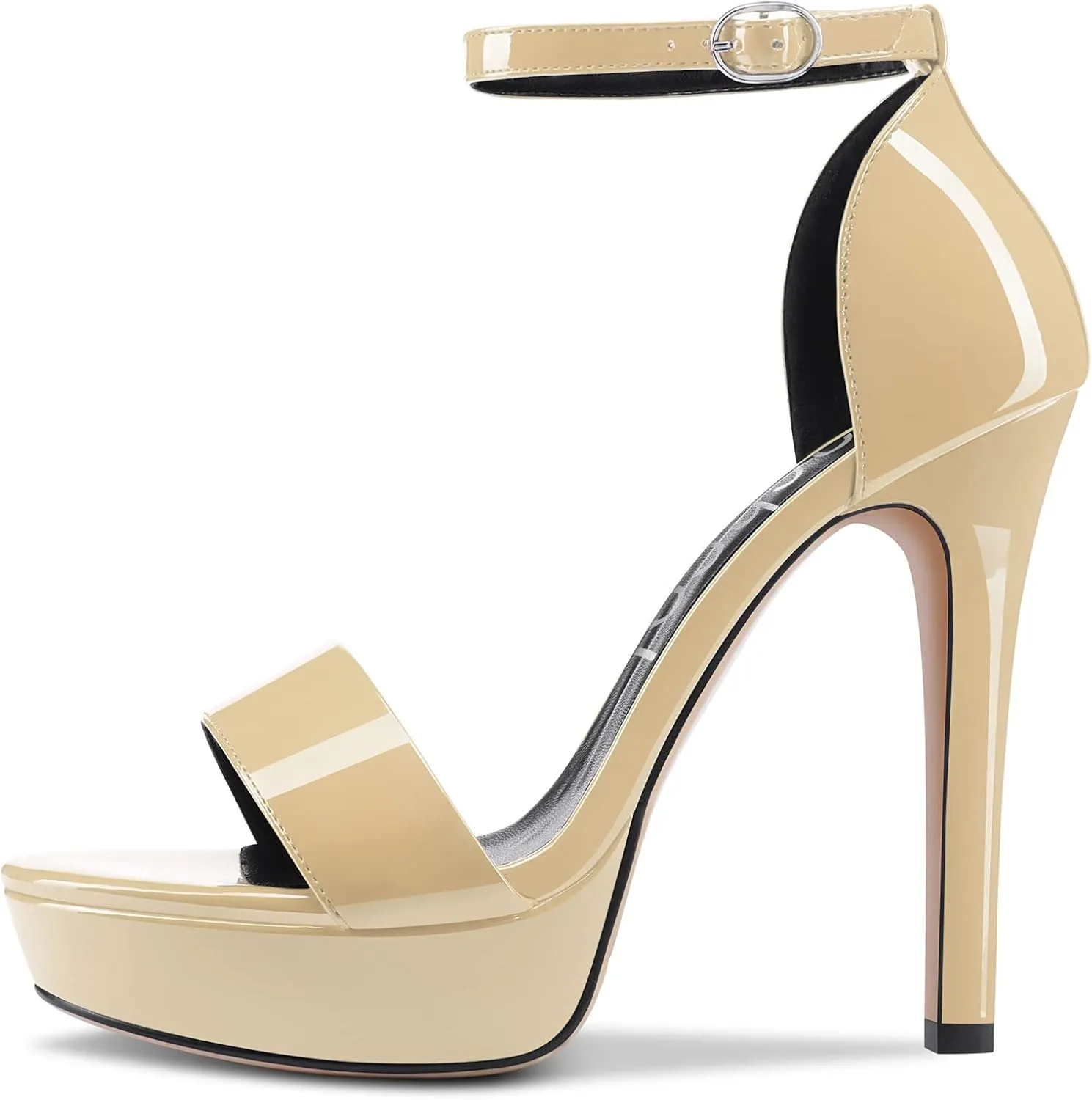 Aachcol Womens Platform Sandals Peep Open Toe Stiletto High Heels Ankle Strap Buckle Sexy Dress Shoes 5.1 Inches Heels