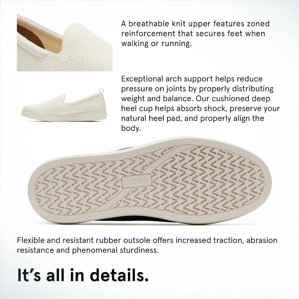 ABEO Encore Knit Slip On Sneakers for Women | Breathable Knit Slip On Sneakers | Arch Support Sneakers for Women | Built-in Orthotic Insole | Women's Travel Sneakers