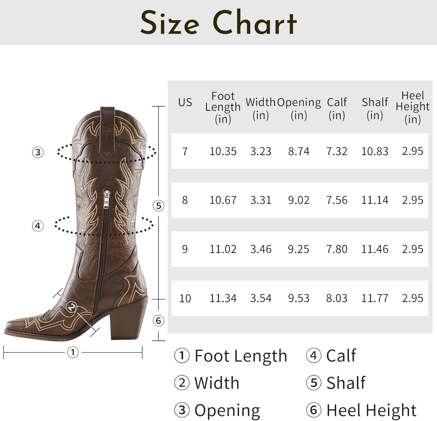 ADAMUMU Womens Wide Calf Cowboy Boots Classic Western-Style Cowboys Boots for Women Pointed Toe Womens Cowgirl Boots with Chunky Heel Non-Slip Sole for Adding Timeless Elegance to Your Wardrobe