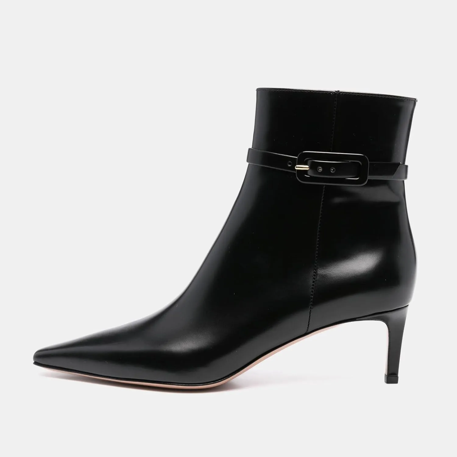 Adrizzlein Kitten Heel Booties for Women Sexy Pointed Toe Ankle Boots Patent Leather Booties Fall Winter Shoes With Zipper