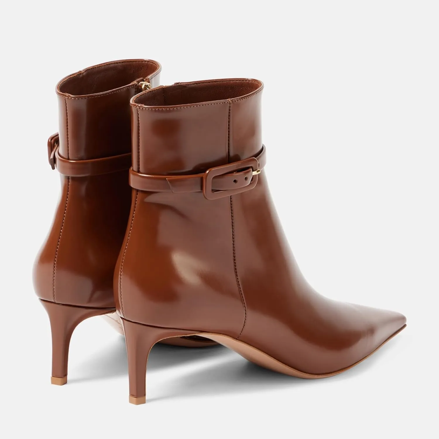 Adrizzlein Kitten Heel Booties for Women Sexy Pointed Toe Ankle Boots Patent Leather Booties Fall Winter Shoes With Zipper