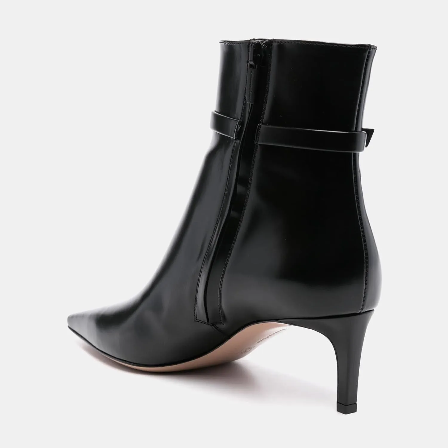 Adrizzlein Kitten Heel Booties for Women Sexy Pointed Toe Ankle Boots Patent Leather Booties Fall Winter Shoes With Zipper