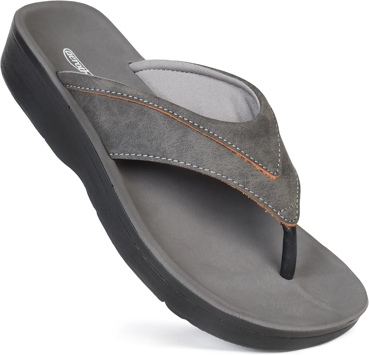 AEROTHOTIC Arch Support Flip Flops for Women Comfortable Cushioned Memory Foam Lined Footbed Outdoor Indoor Dressy Beach Walking Thong Soft Padded Strappy Sandals