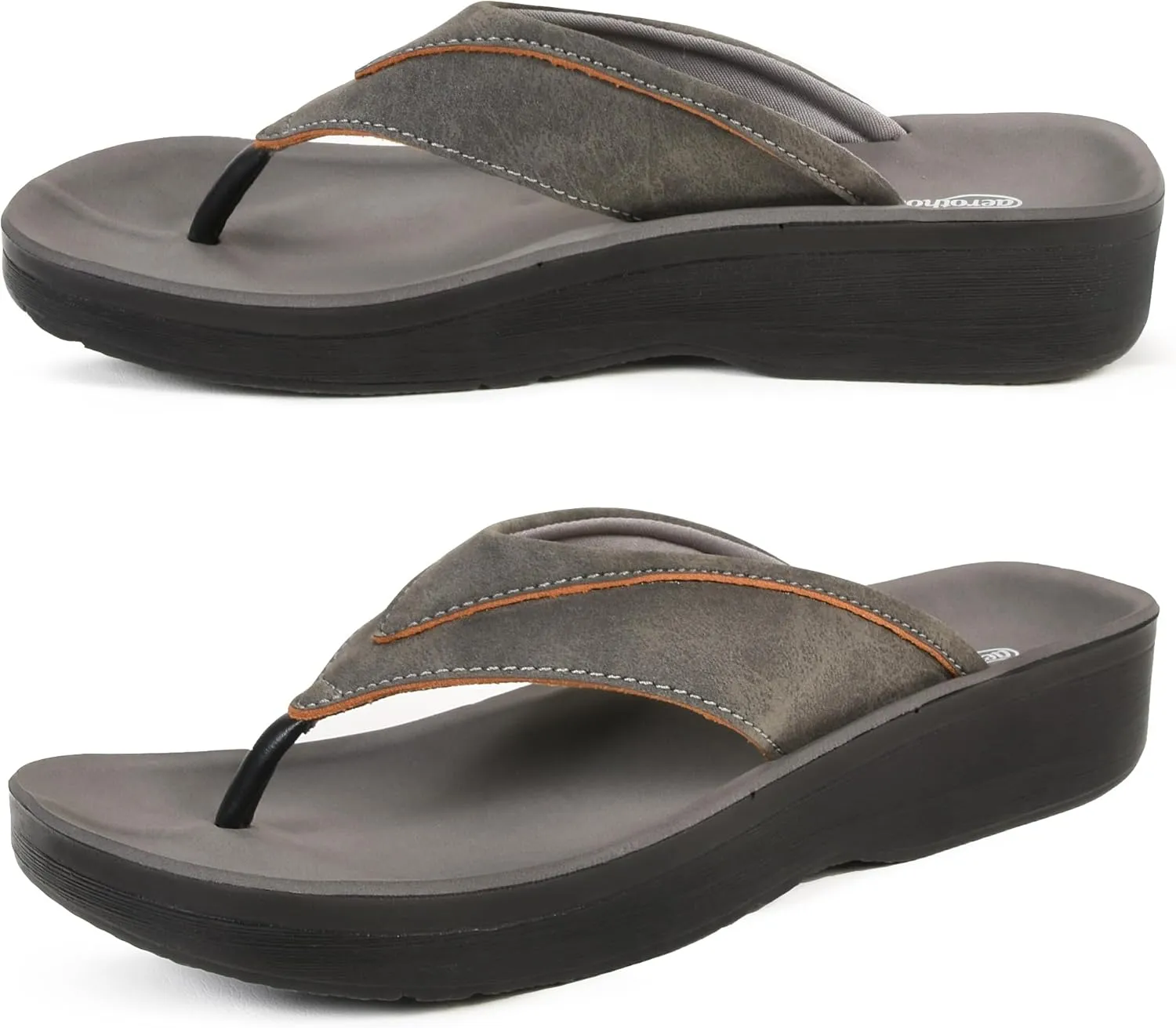AEROTHOTIC Arch Support Flip Flops for Women Comfortable Cushioned Memory Foam Lined Footbed Outdoor Indoor Dressy Beach Walking Thong Soft Padded Strappy Sandals
