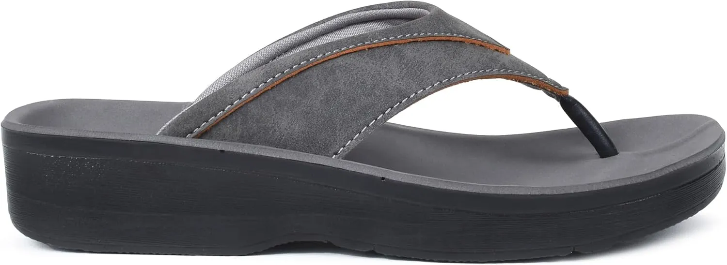 AEROTHOTIC Arch Support Flip Flops for Women Comfortable Cushioned Memory Foam Lined Footbed Outdoor Indoor Dressy Beach Walking Thong Soft Padded Strappy Sandals