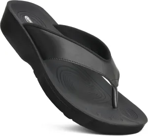 AEROTHOTIC Arch Support Flip Flops for women Stylish Cushioned Padded Straps with Soft Toe Post Slip on Footwear Dressy Travel Recovery Outdoor Comfortable Walking Women Sandals