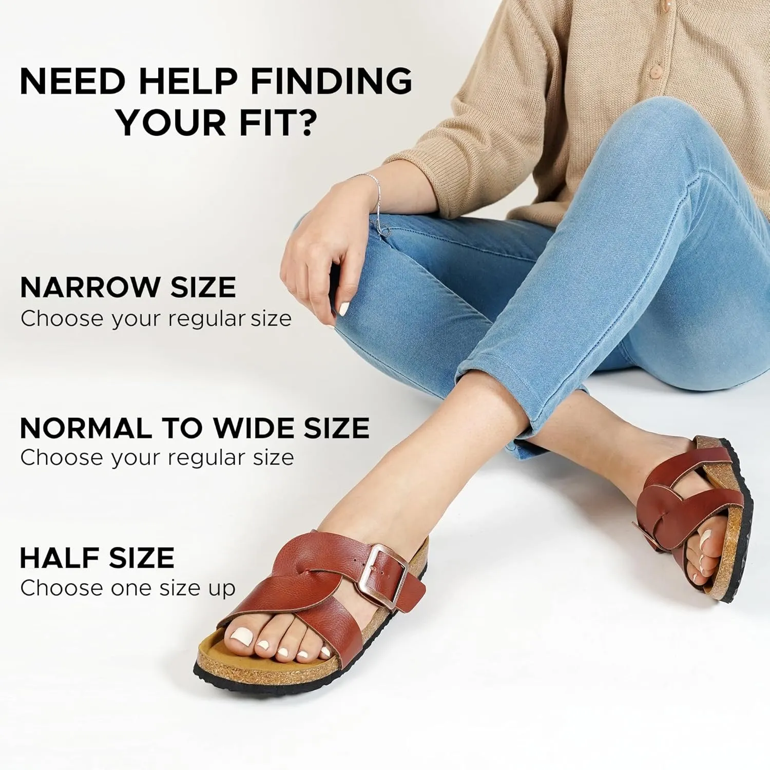 AEROTHOTIC Cork Recovery Slides for Women with Plantar Fasciitis Relief Comfortable Suede Footbed with Adjustable Buckle Cross Strappy Slip on Casual Travel Walking Beach Ladies Sandals