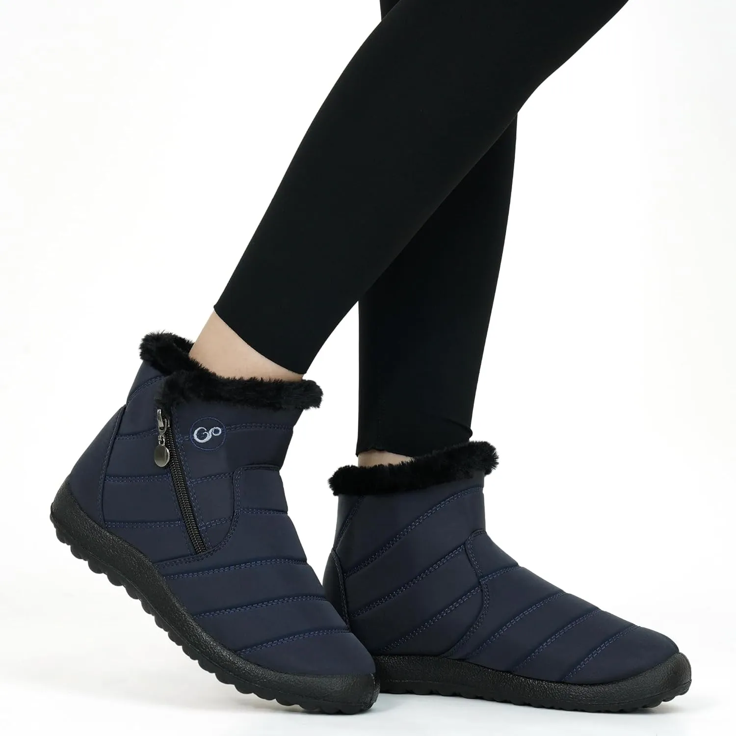 Alicegana Snow Boots for Women Winter: Warm Fur Lined Ankle Booties Comfortable Waterproof Slip On Lightweight Womens Boots