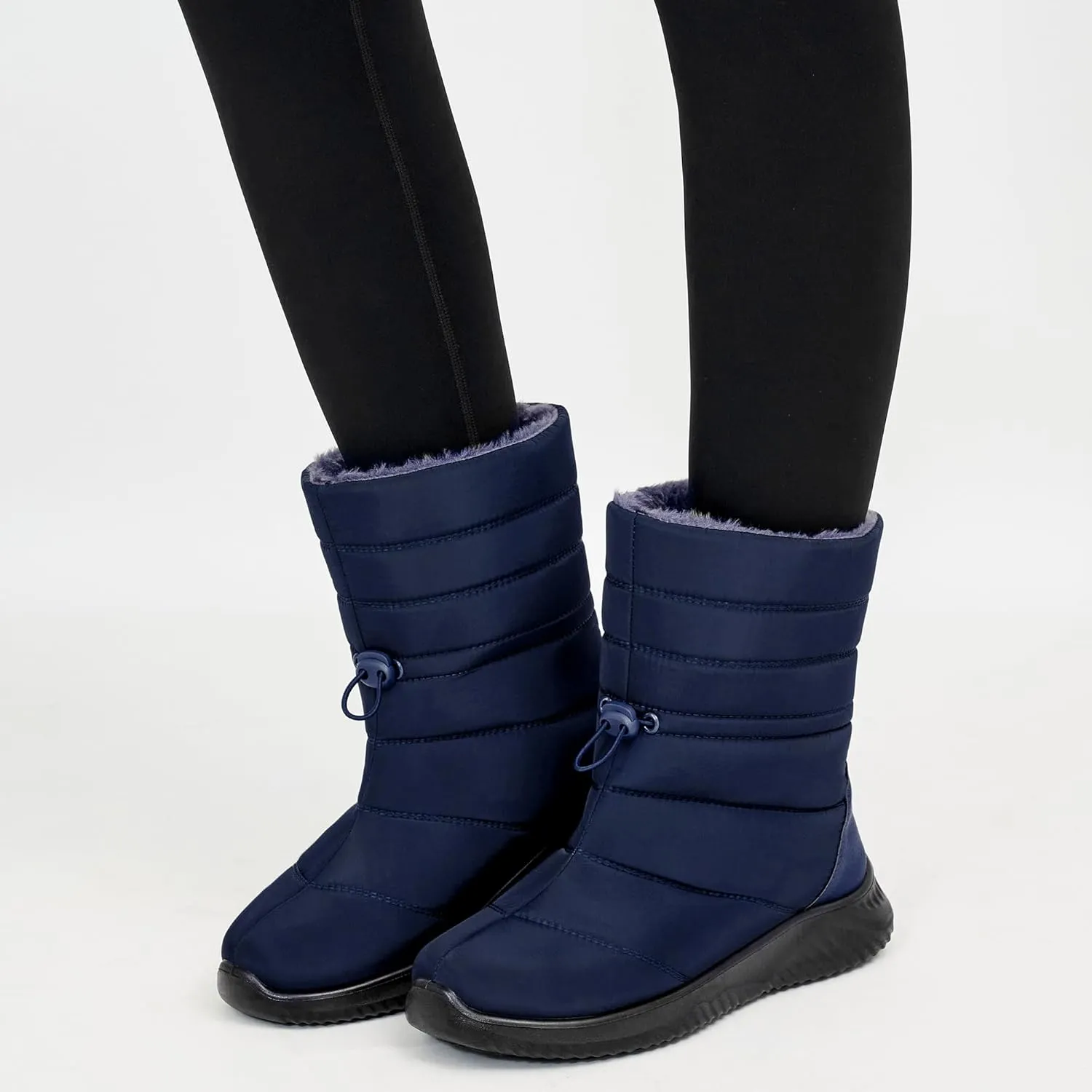 Alicegana Womens Winter Snow Boots Waterproof Warm Fur Lined Shoes Mid Calf Slip on Comfortable Booties Non Slip Boot for Women