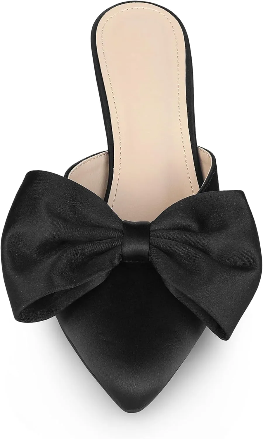 Allegra K Women's Bow Heels Satin Pointed Toe Stiletto Heels Mules