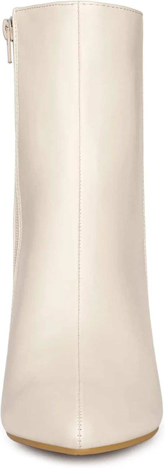 Allegra K Women's Chunky Heels Pointed Toe Ankle Boots