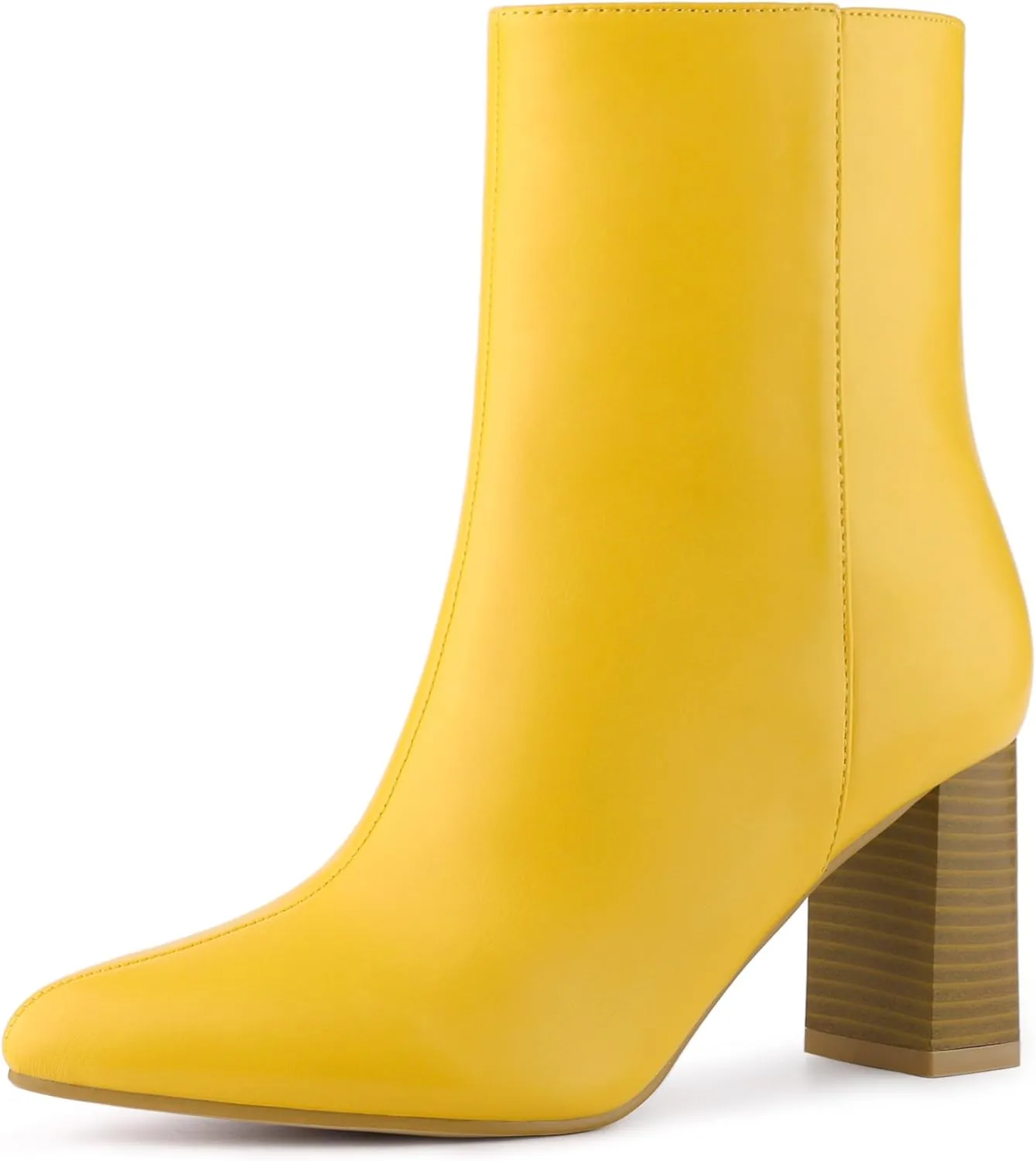 Allegra K Women's Chunky Heels Pointed Toe Ankle Boots
