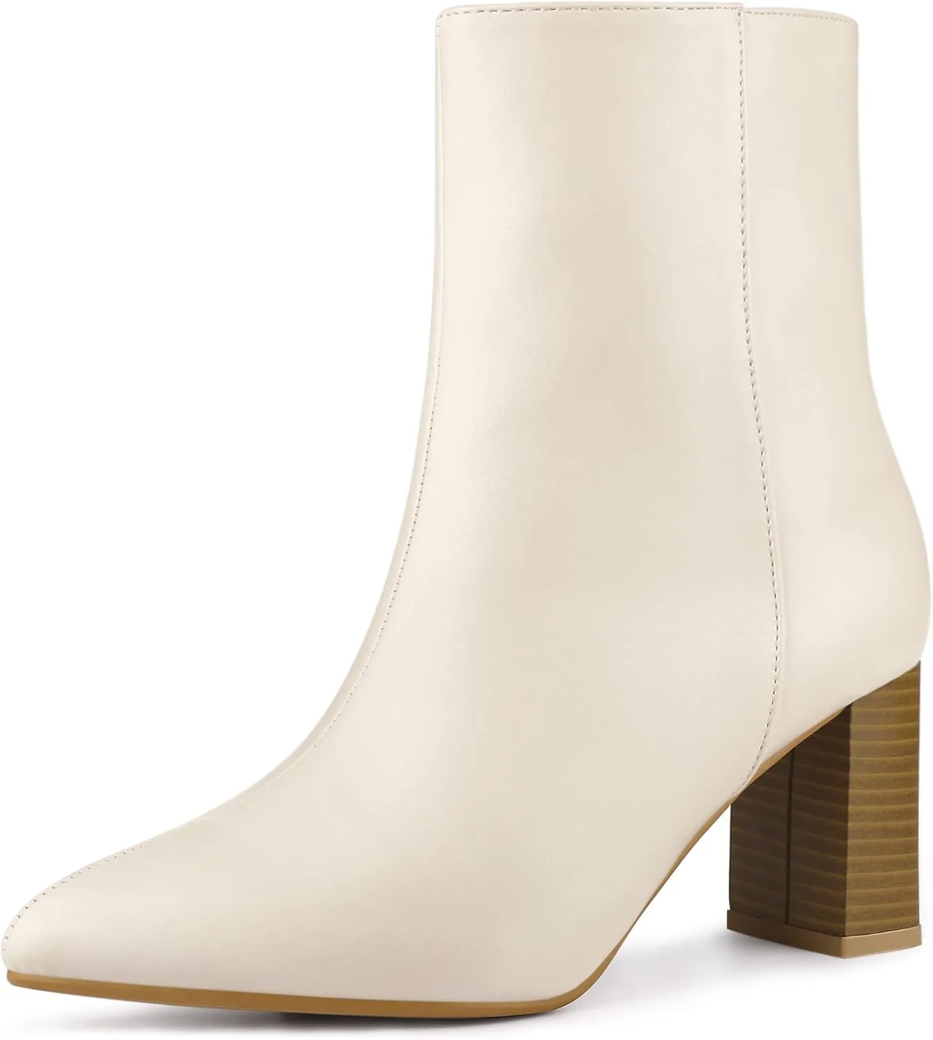 Allegra K Women's Chunky Heels Pointed Toe Ankle Boots
