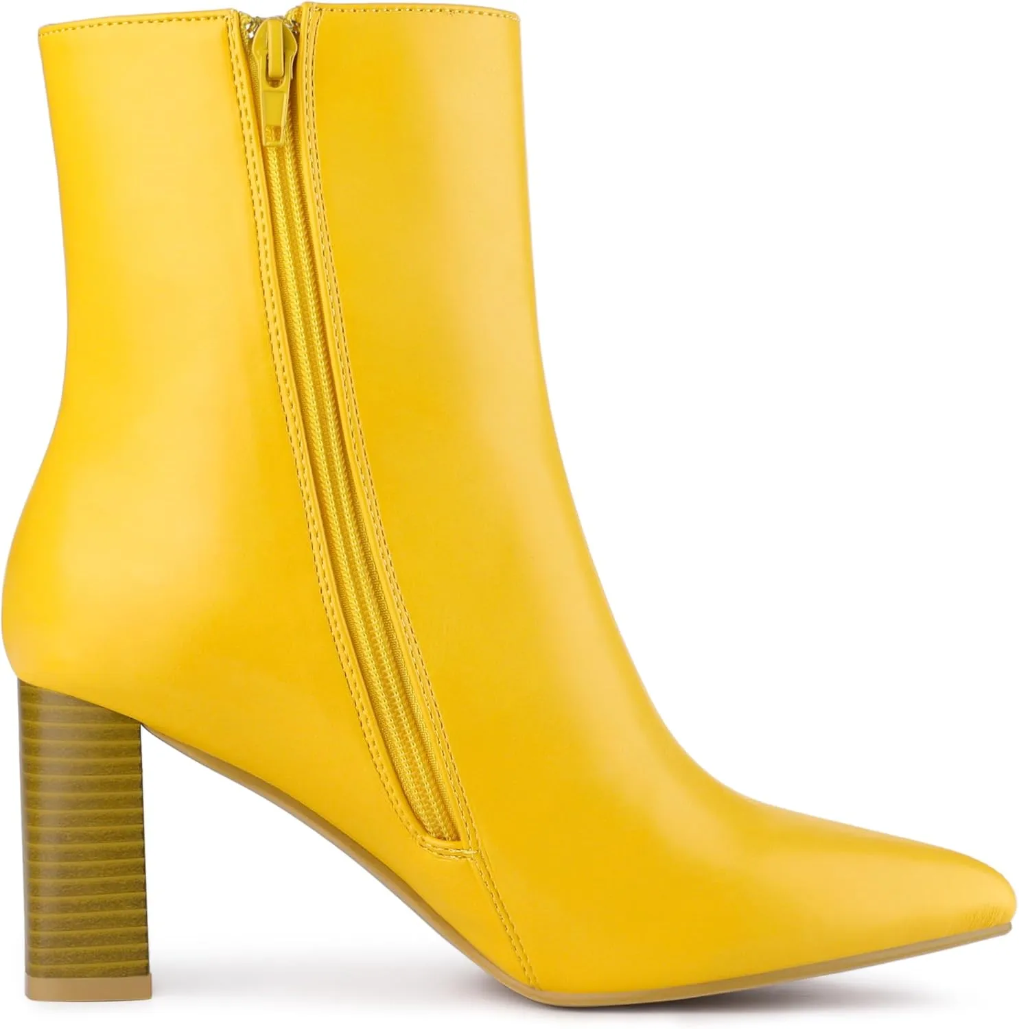Allegra K Women's Chunky Heels Pointed Toe Ankle Boots