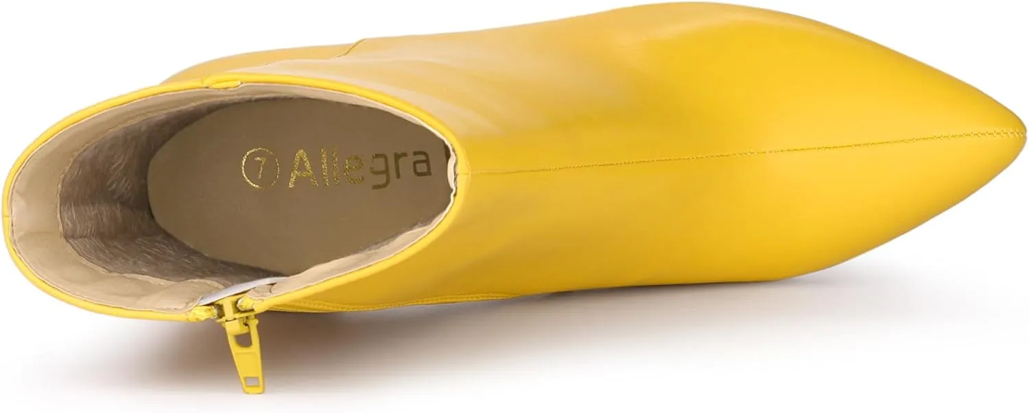 Allegra K Women's Chunky Heels Pointed Toe Ankle Boots