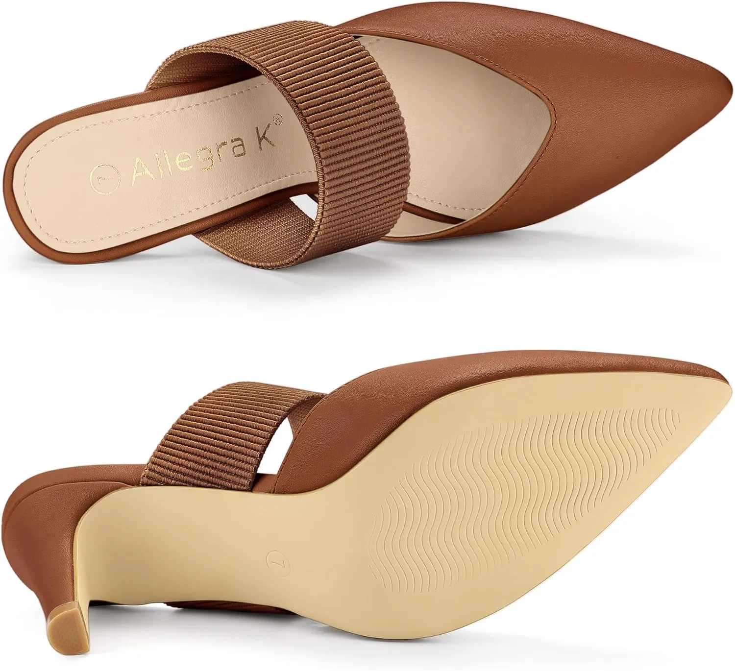 Allegra K Women's Pointed Toe Elastic Strap Stiletto Heels Mules