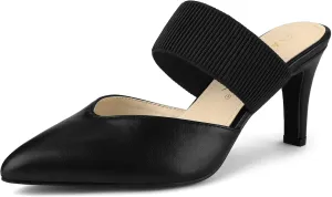 Allegra K Women's Pointed Toe Elastic Strap Stiletto Heels Mules