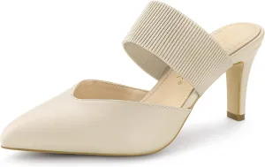 Allegra K Women's Pointed Toe Elastic Strap Stiletto Heels Mules
