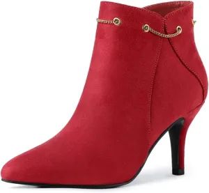 Allegra K Women's Pointed Toe Side Zip Stiletto Heel Ankle Booties