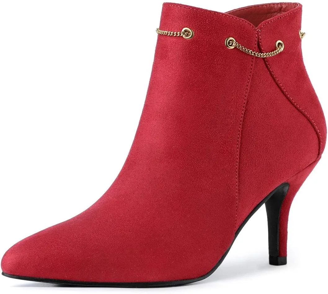 Allegra K Women's Pointed Toe Side Zip Stiletto Heel Ankle Booties