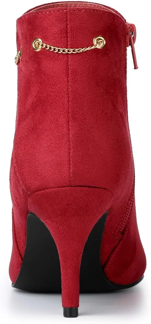 Allegra K Women's Pointed Toe Side Zip Stiletto Heel Ankle Booties