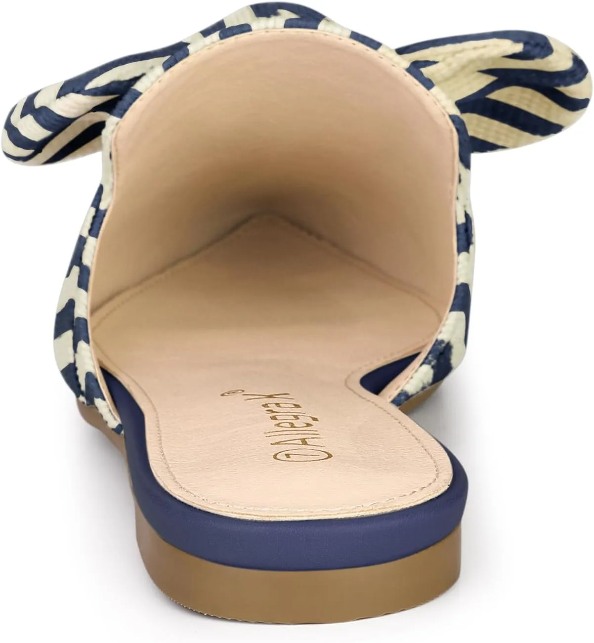 Allegra K Women's Pointed Toe Slip on Flat Stripe Bow Slides Mules