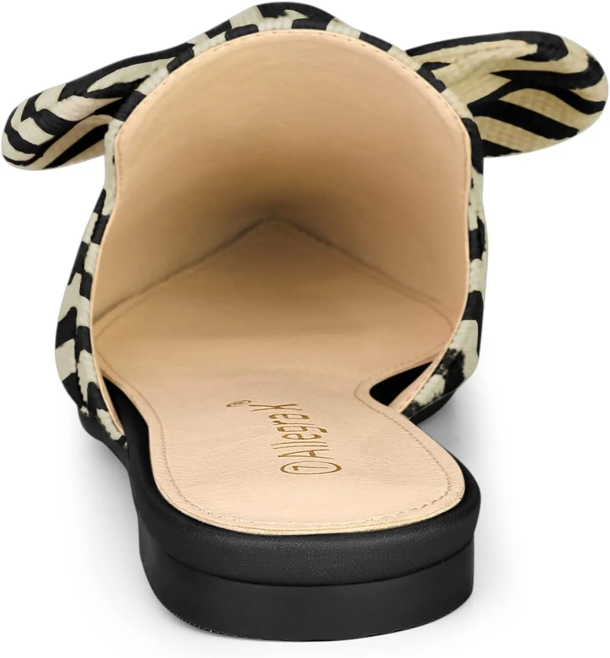 Allegra K Women's Pointed Toe Slip on Flat Stripe Bow Slides Mules