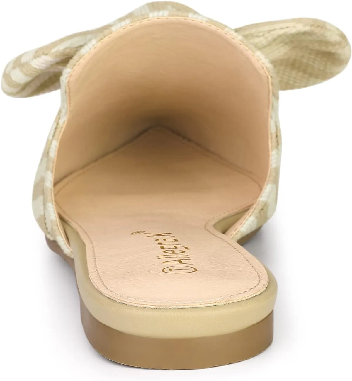 Allegra K Women's Pointed Toe Slip on Flat Stripe Bow Slides Mules