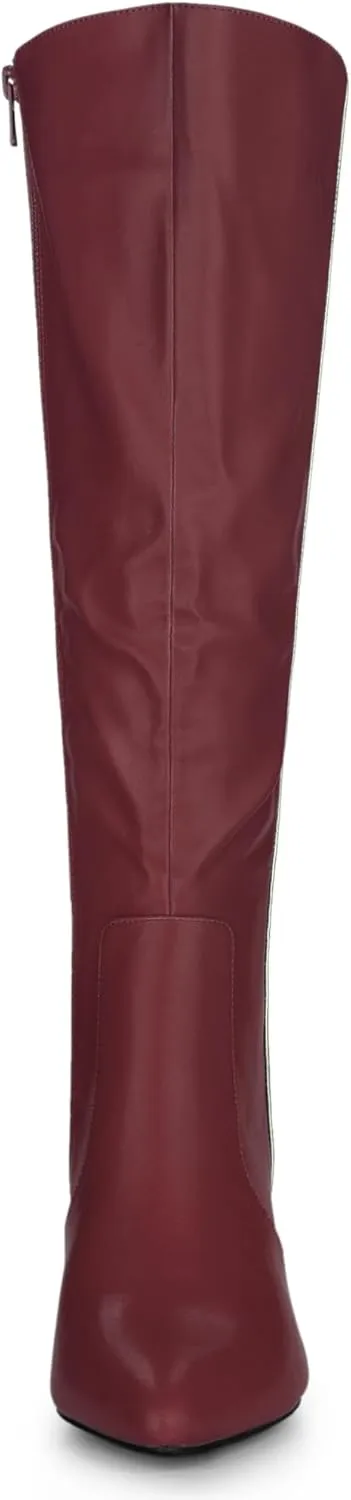 Allegra K Women's Pointy Toe Buckle Stiletto Heel Knee High Boots