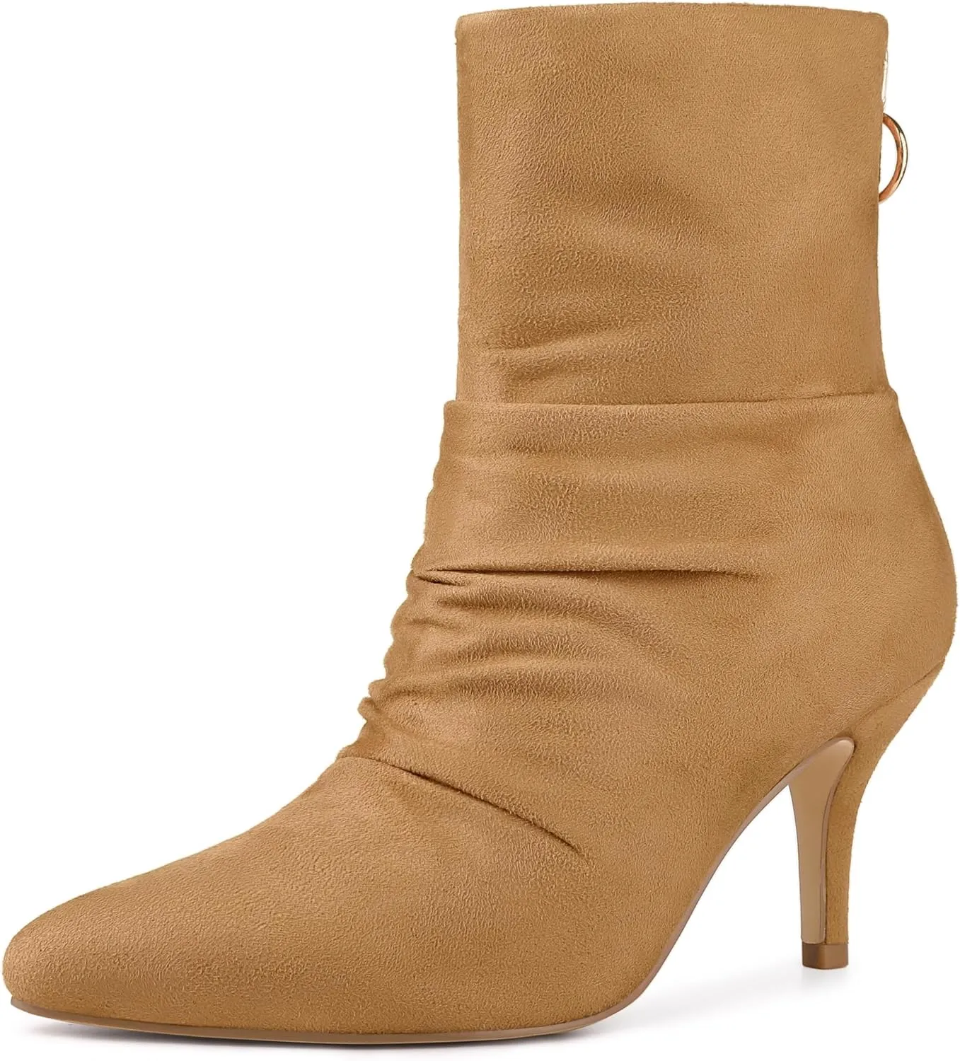 Allegra K Women's Pointy Toe Slouch Back Zipper Stiletto Heel Ankle Boots