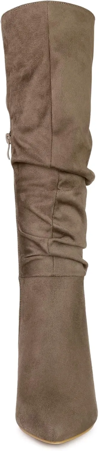 Allegra K Women's Slouch Pointed Toe Stiletto Heel Knee High Boots