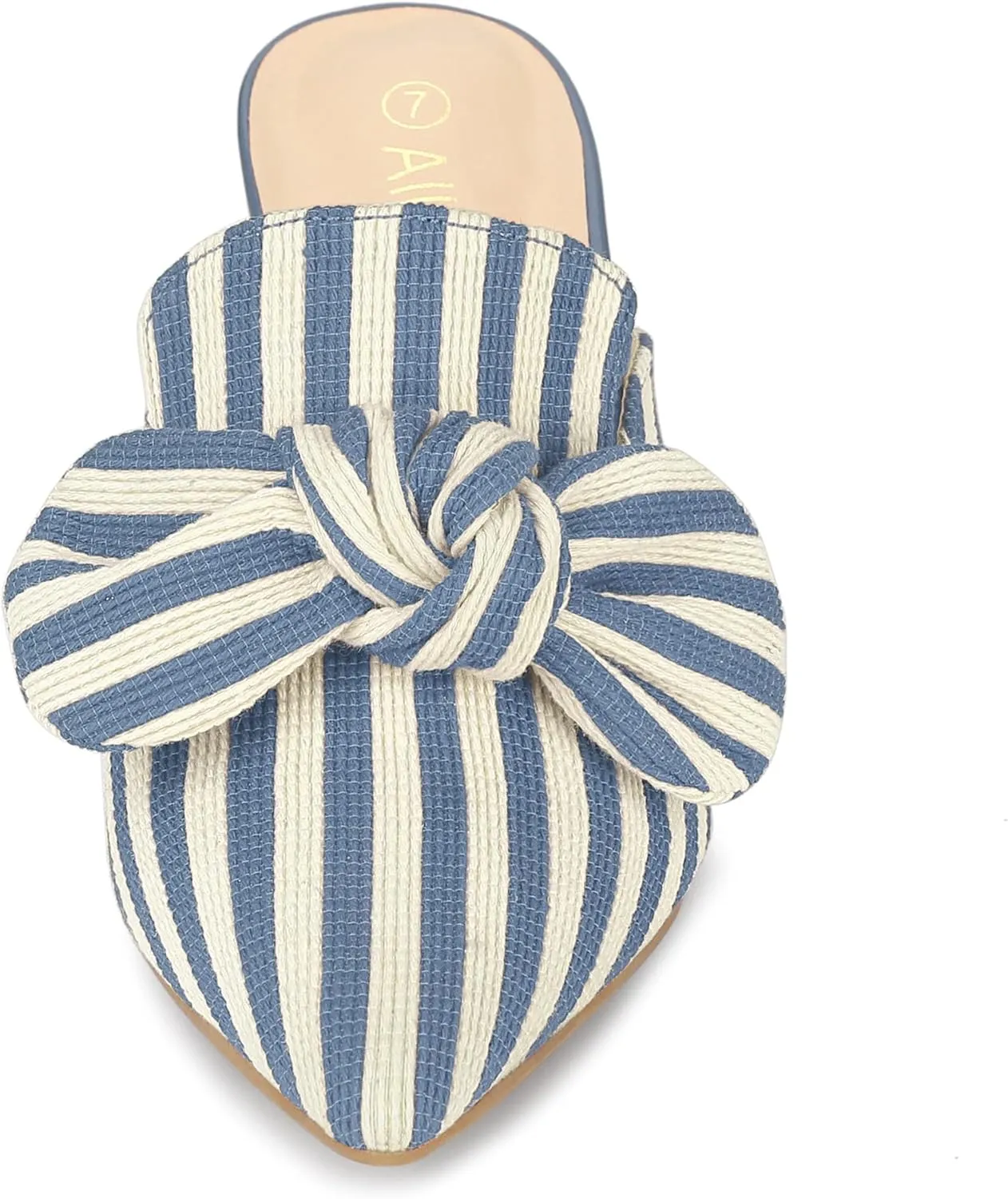 Allegra K Women's Stripe Bow Pointed Toe Block Heel Slides Mules