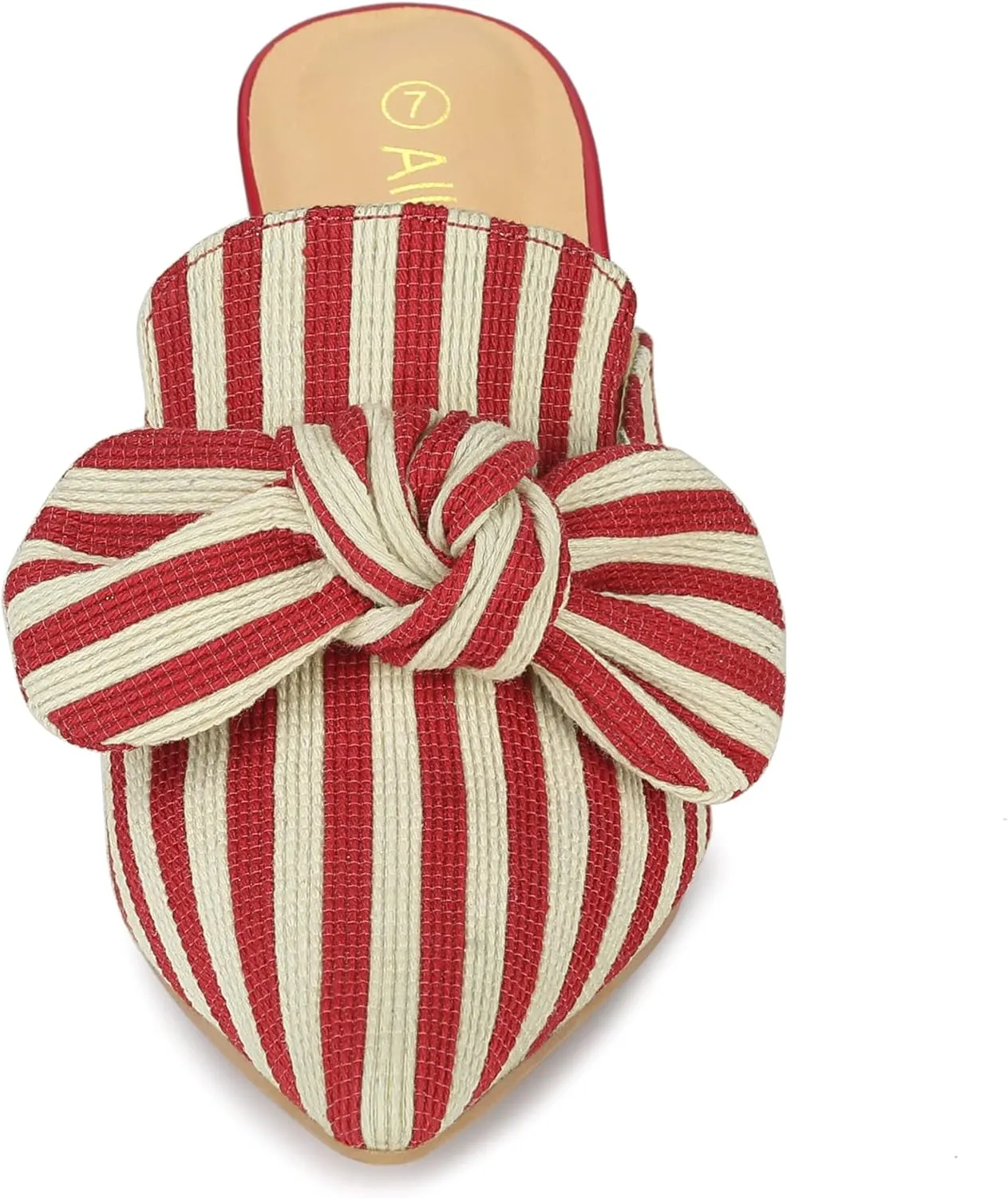 Allegra K Women's Stripe Bow Pointed Toe Block Heel Slides Mules