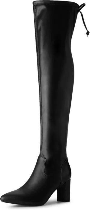 Allegra K Women's Thigh High Block Heels Over Knee High Boots