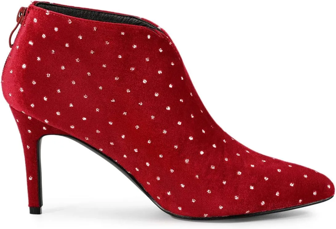 Allegra K Women's V Cutout Pointed Toe Heel Ankle Boots