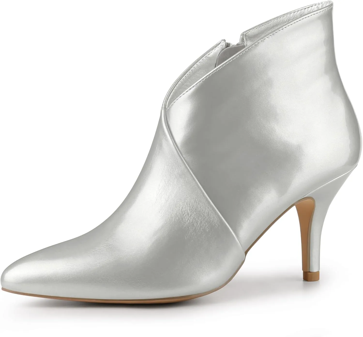 Allegra K Women's V Shape Pointed Toe Stiletto Heel Ankle Boots