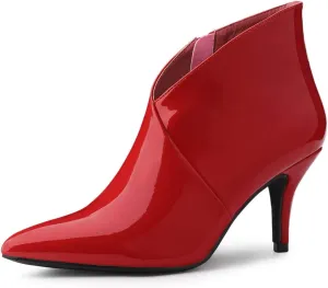 Allegra K Women's V Shape Pointed Toe Stiletto Heel Ankle Boots
