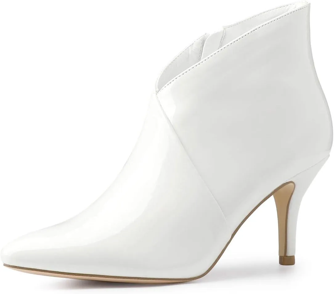 Allegra K Women's V Shape Pointed Toe Stiletto Heel Ankle Boots