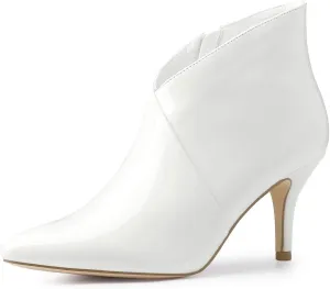 Allegra K Women's V Shape Pointed Toe Stiletto Heel Ankle Boots