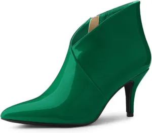Allegra K Women's V Shape Pointed Toe Stiletto Heel Ankle Boots