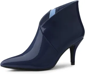 Allegra K Women's V Shape Pointed Toe Stiletto Heel Ankle Boots