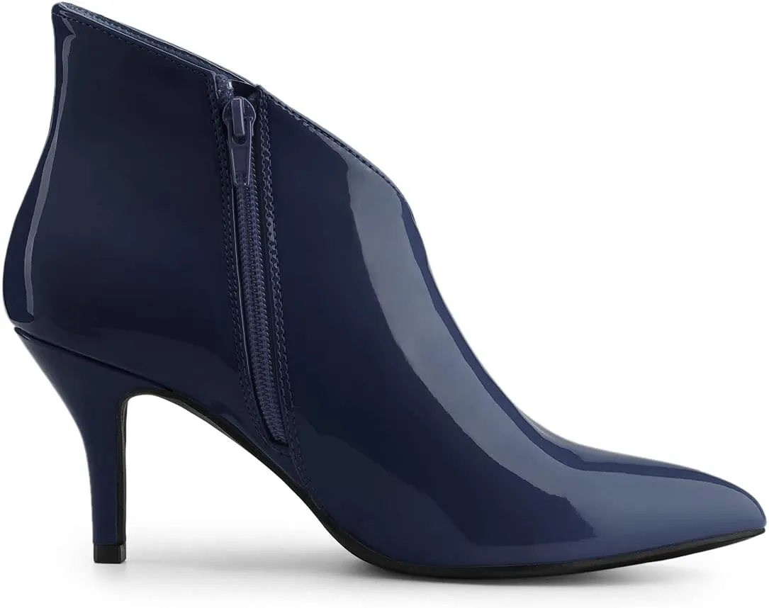 Allegra K Women's V Shape Pointed Toe Stiletto Heel Ankle Boots