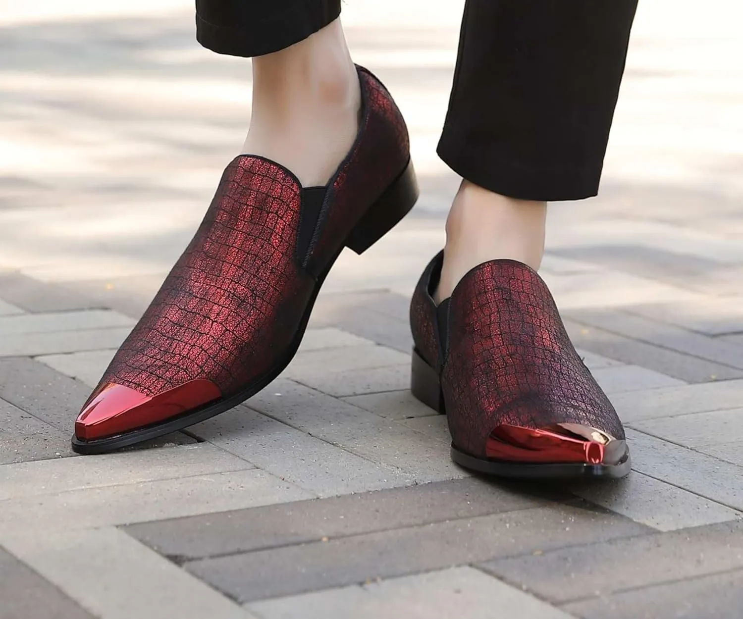 Amali Sparkling Smoking Slipper with Metal Tip - Men's Dress Shoes - Party Loafers for Men - Metallic Loafers for Men - Mens Disco Shoes - Designer Shoes