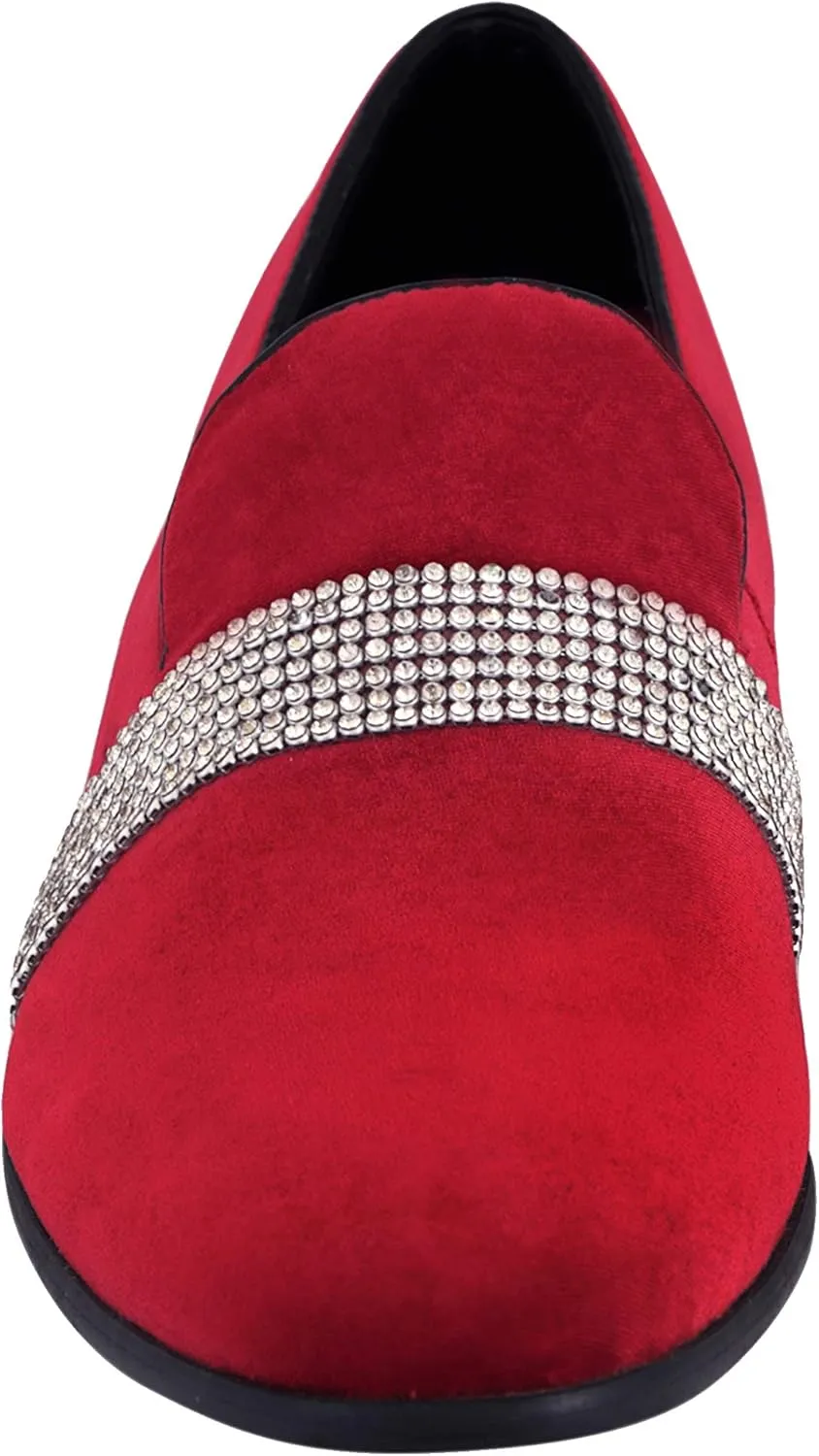 Amali The Original Men's Velvet Smoking Slipper with Rhinestone Embellished Strap Dress Shoe, Style Monarch